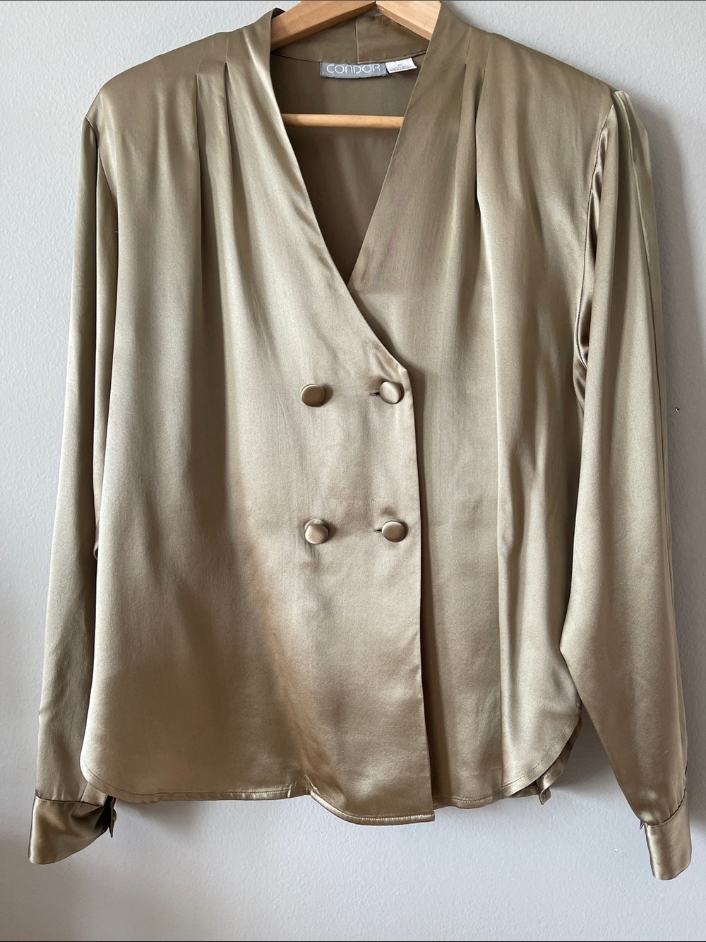 Condor vintage Double-Breasted Silk  Blouse Jacket in Champagne